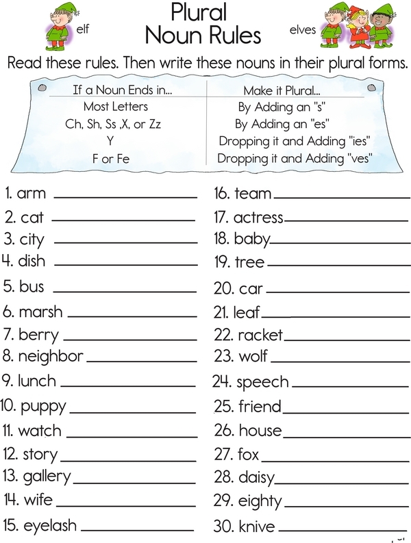 plural nouns worksheet