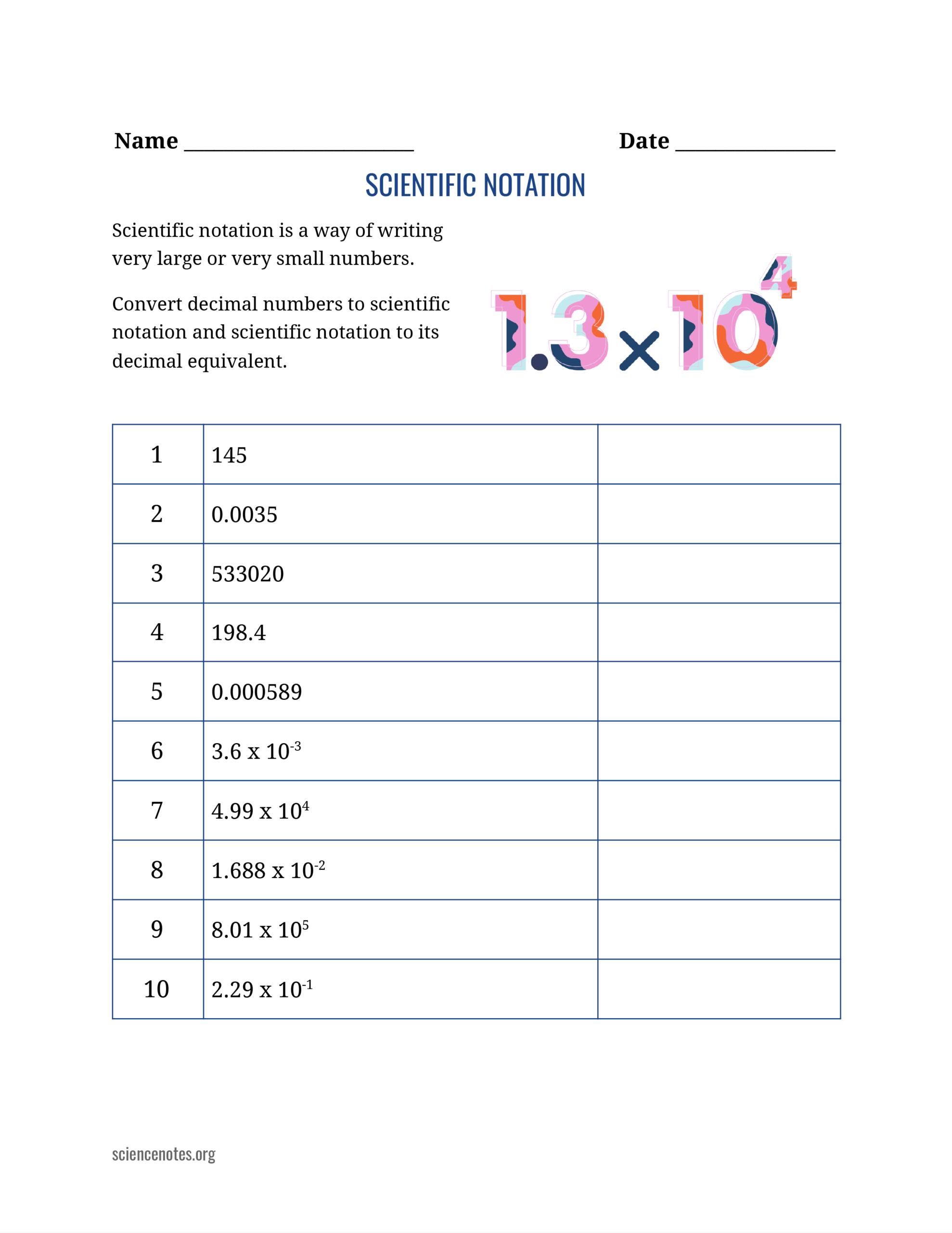Master Scientific Notations Worksheets With Answers For Practice And