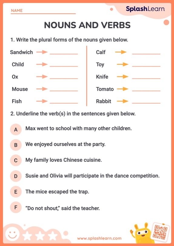 nouns and verbs worksheets