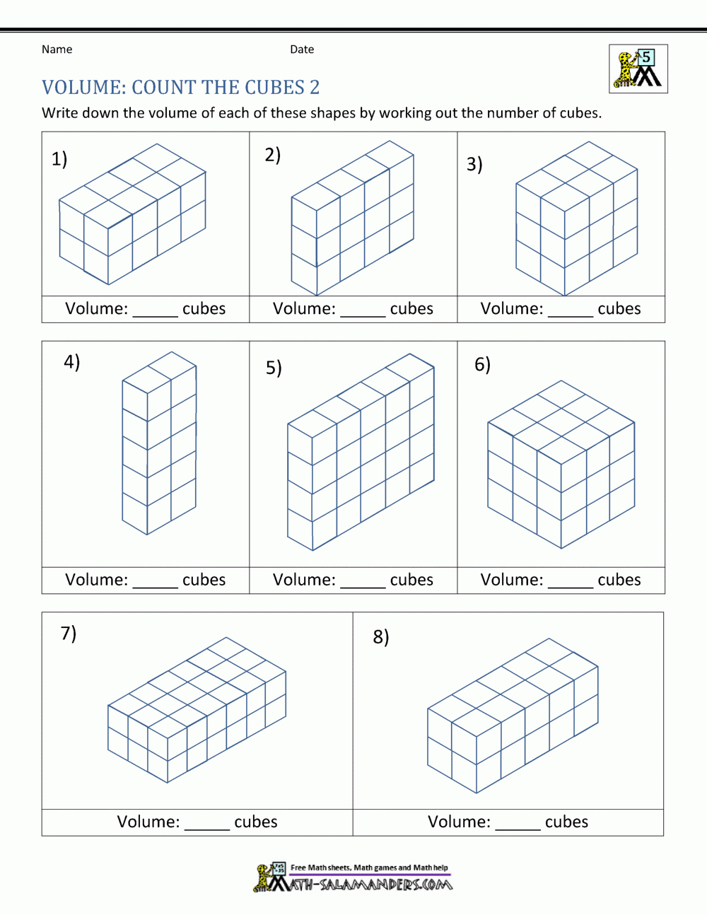 volume worksheets 5th grade