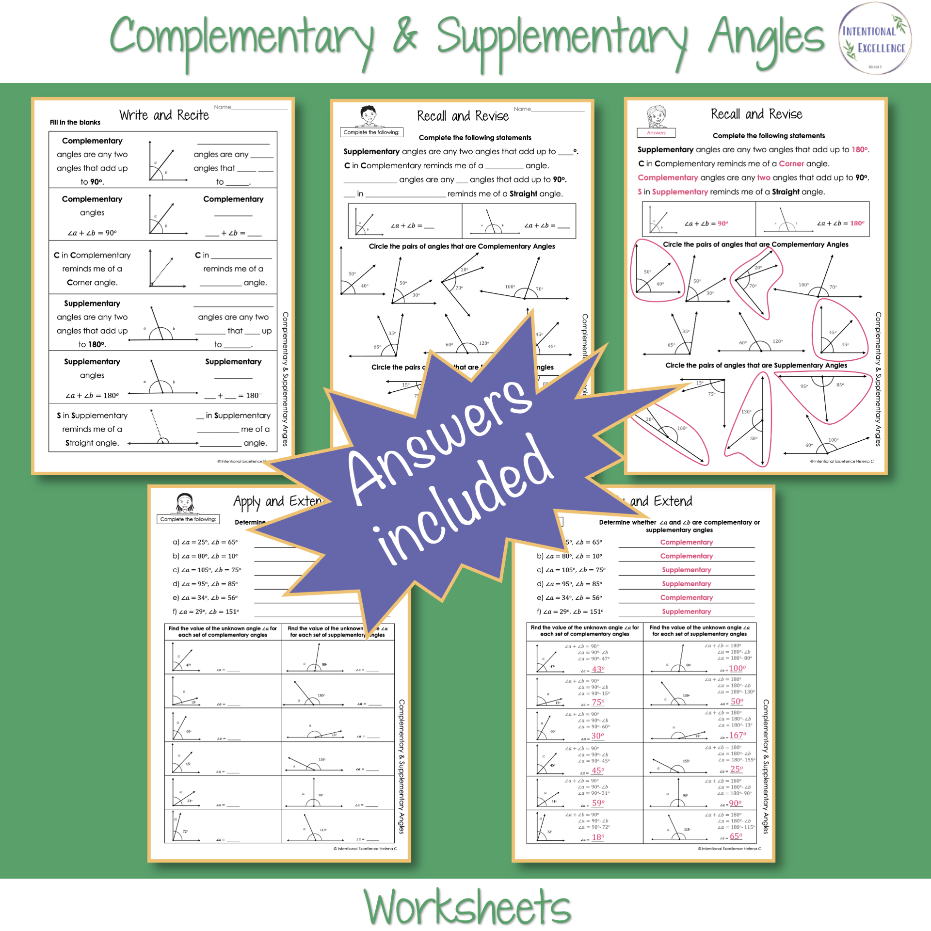 complementary and supplementary angles worksheet