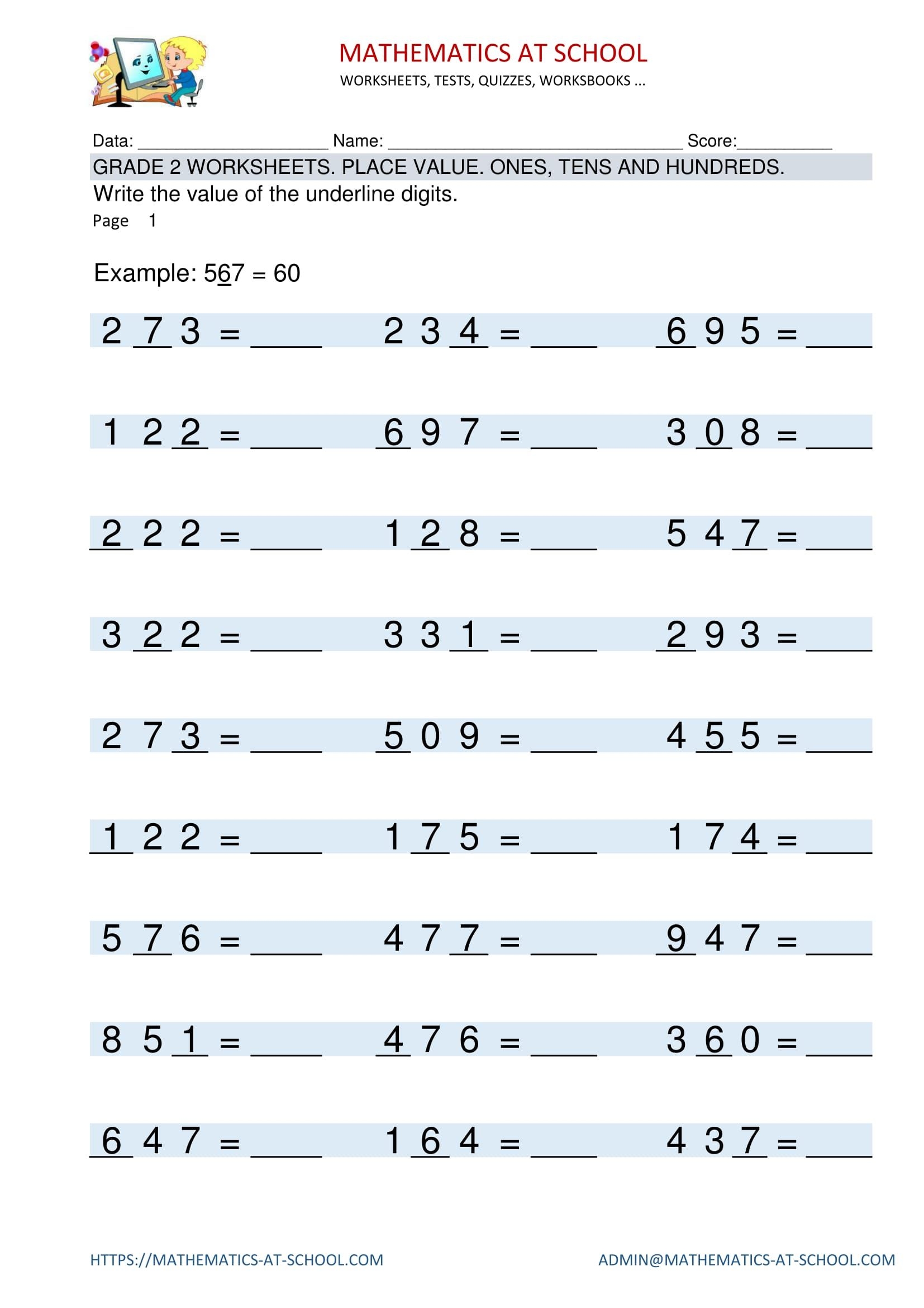 Math Worksheets For Grade 2 Pdf