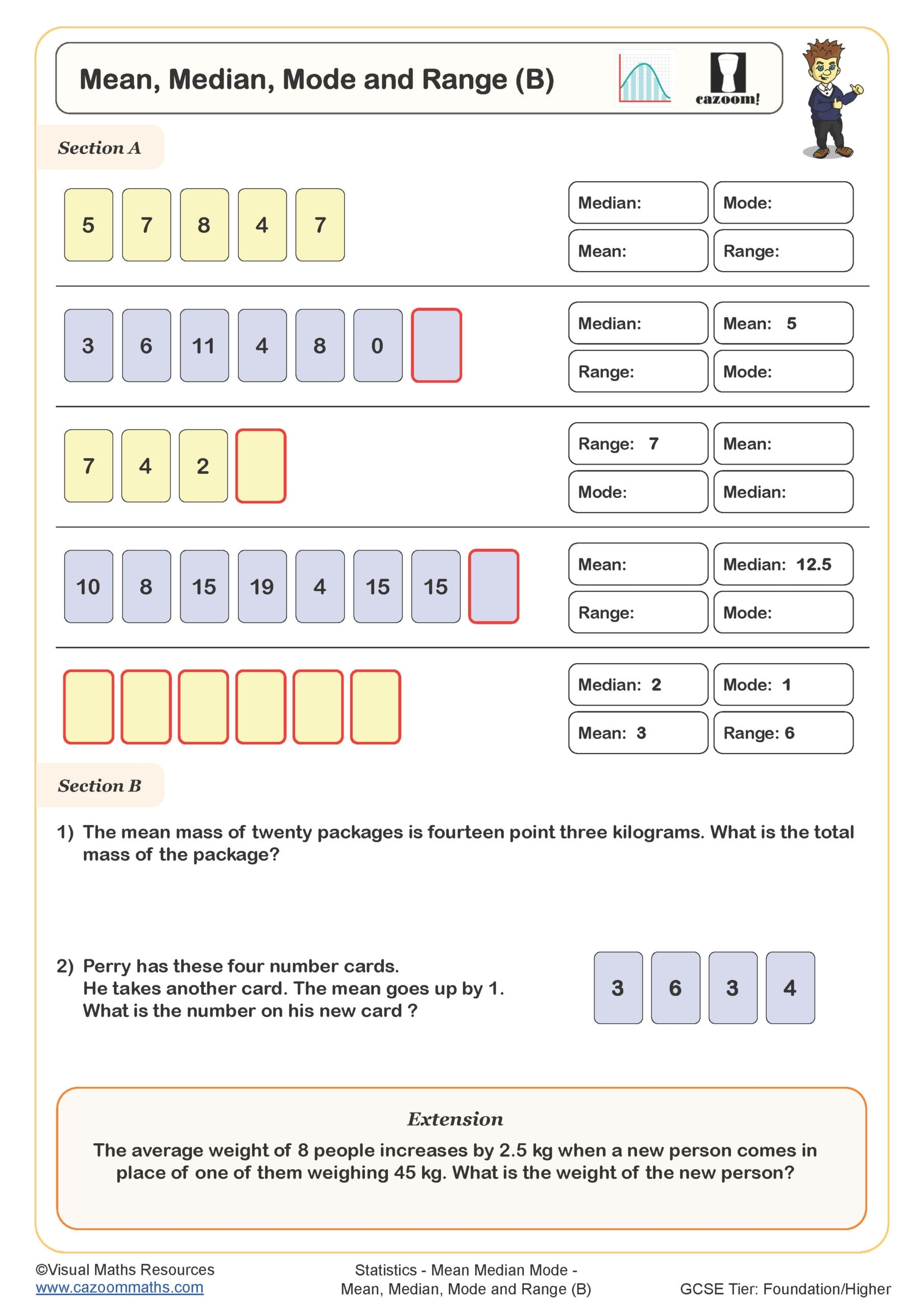 Mean Median Mode Range Practice Worksheet Free