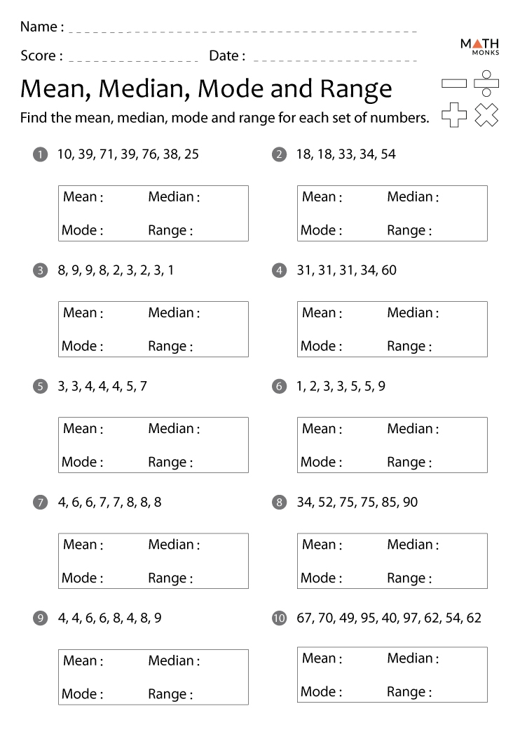 Mean Median Mode Range Worksheets Math Monks Mean Median Mode Range Worksheets Math Monks