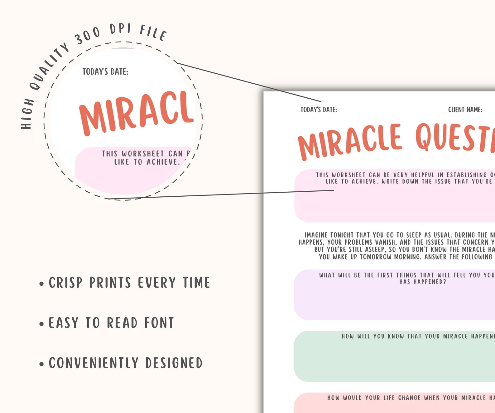 miracle question worksheet