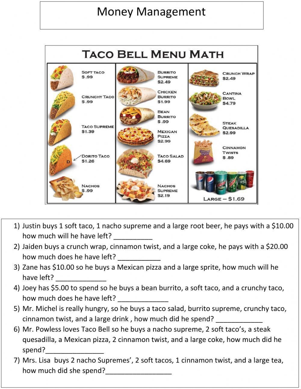 Money Management Worksheet Worksheets Library