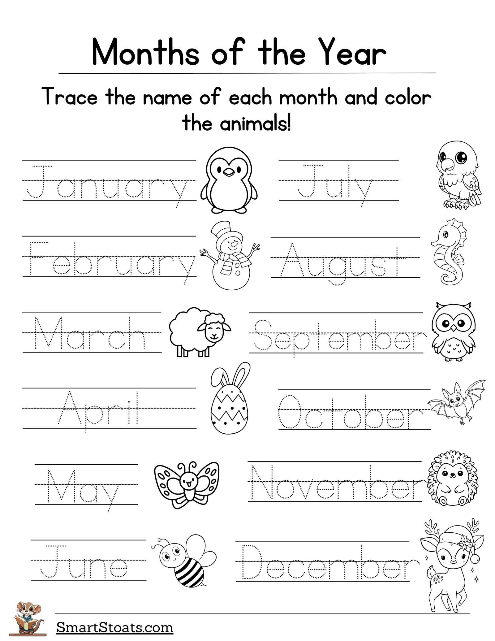 months of the year worksheets