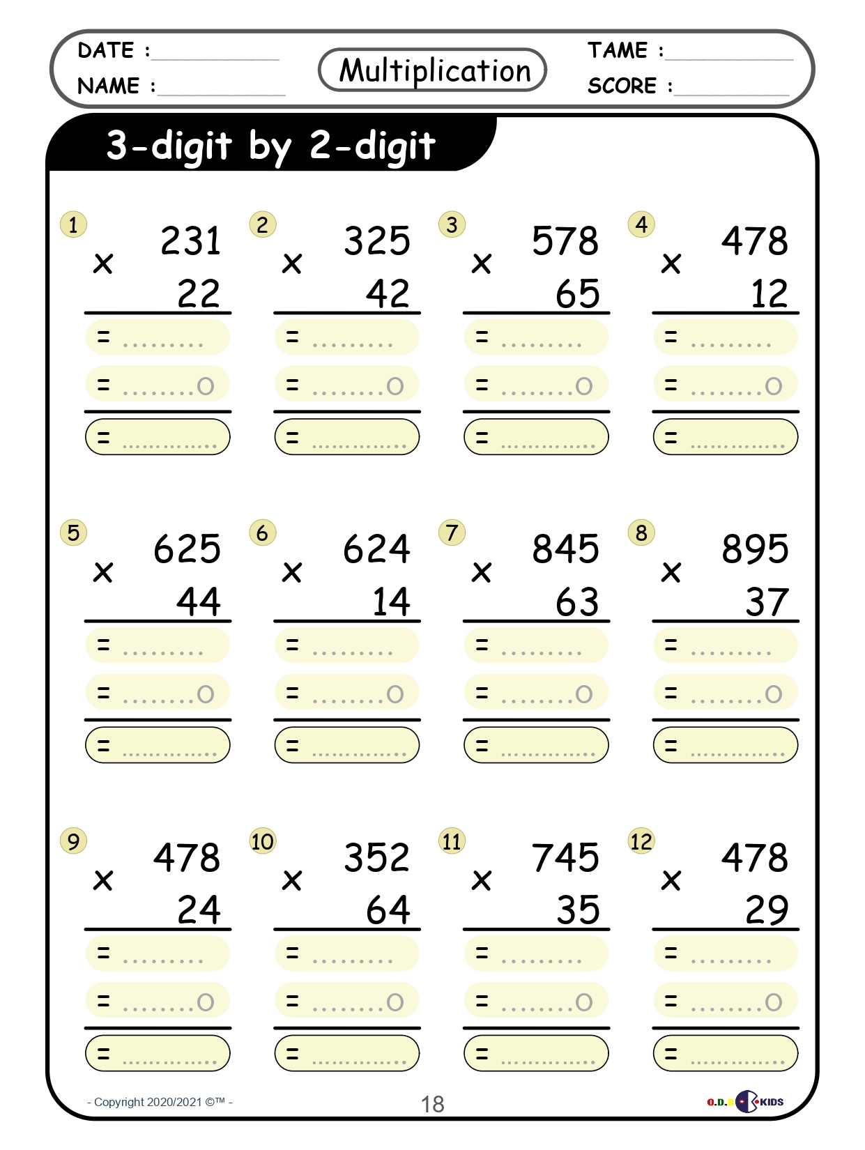 Multi Digit Multiplication Mastery Worksheets From 2 Digit To 4 Digit 