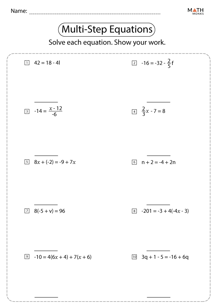 Multi Step Equations Worksheet Pdf Proworksheet