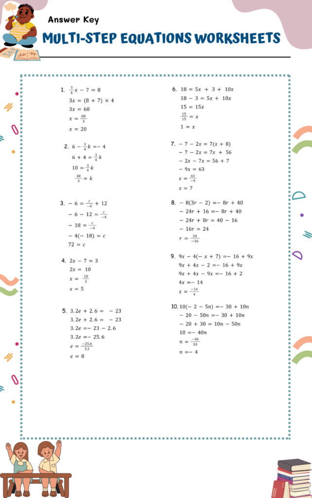 multi step equations worksheet multi step equations worksheet