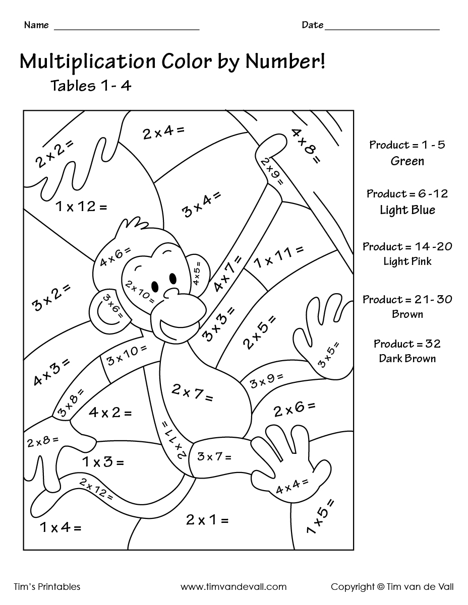 color by multiplication worksheets