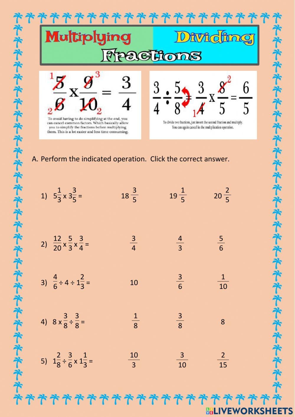Multiplication Division Of Fractions Worksheet Worksheets Library