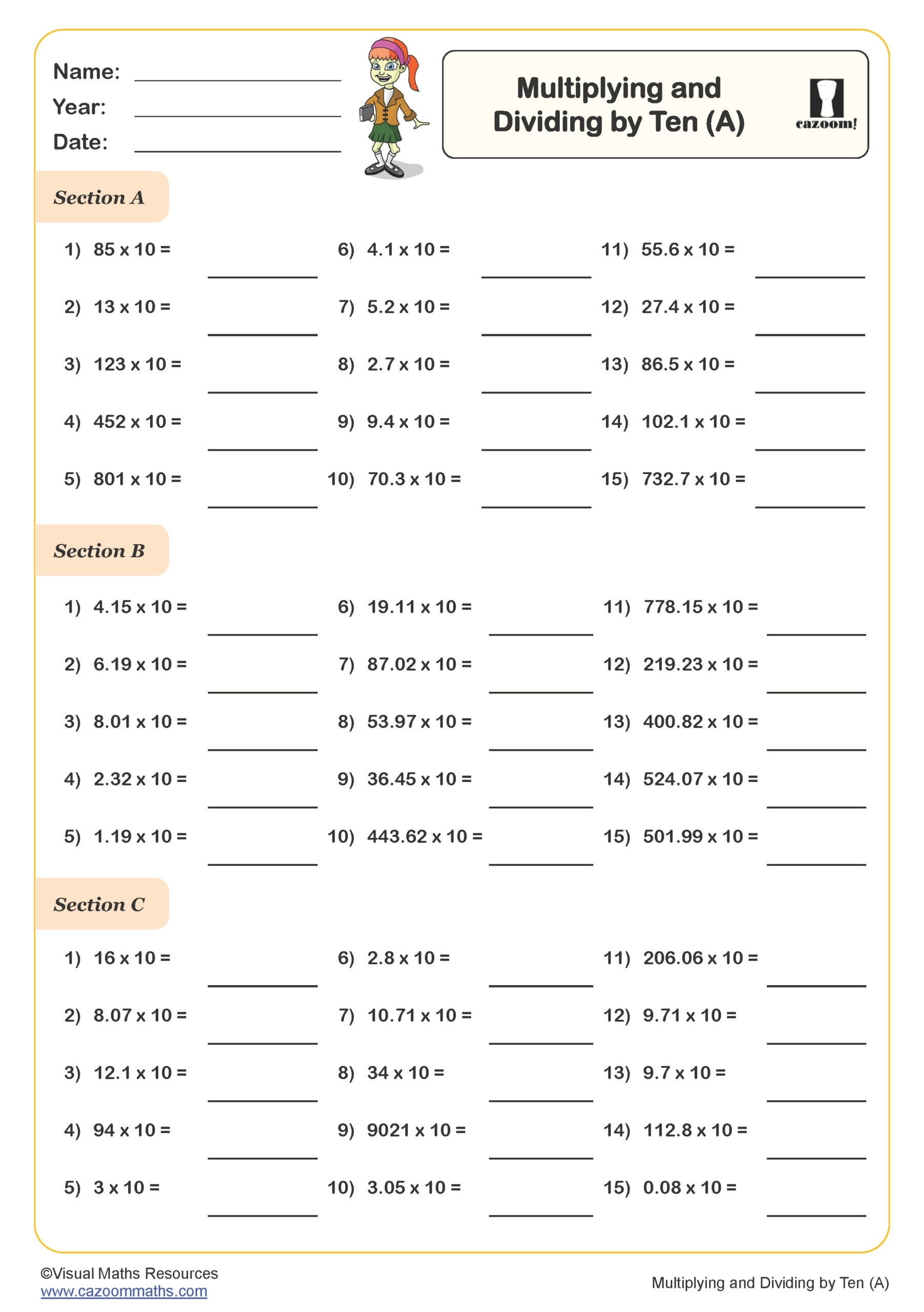 multiplying and dividing worksheets