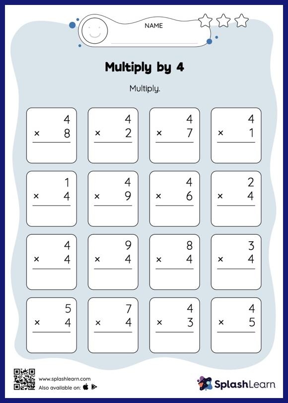 Multiply By 4 Vertical Multiplication Math Worksheets SplashLearn 