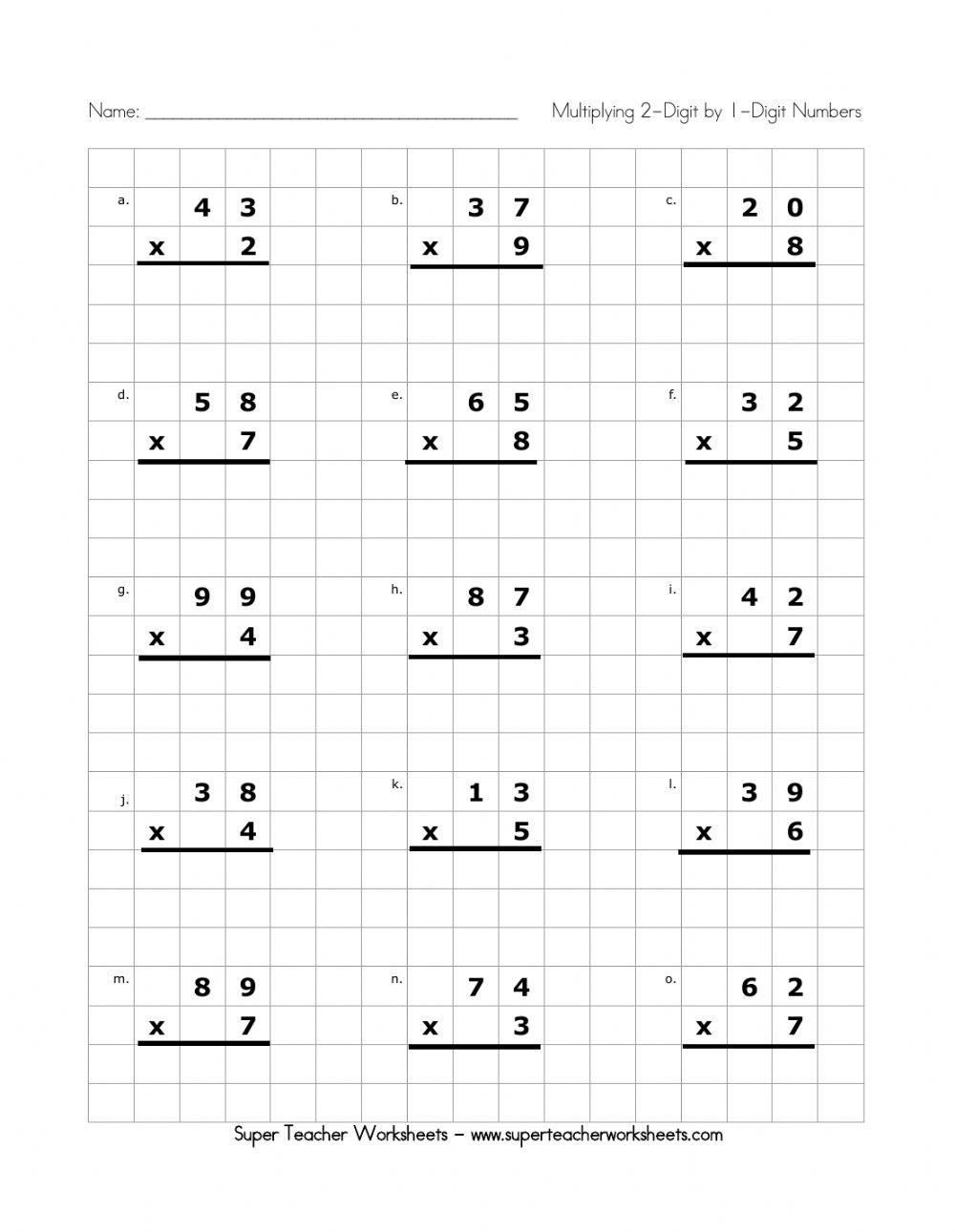 Multiplying 2 Digit By 2 Digit Worksheets Grid Method Multiplication