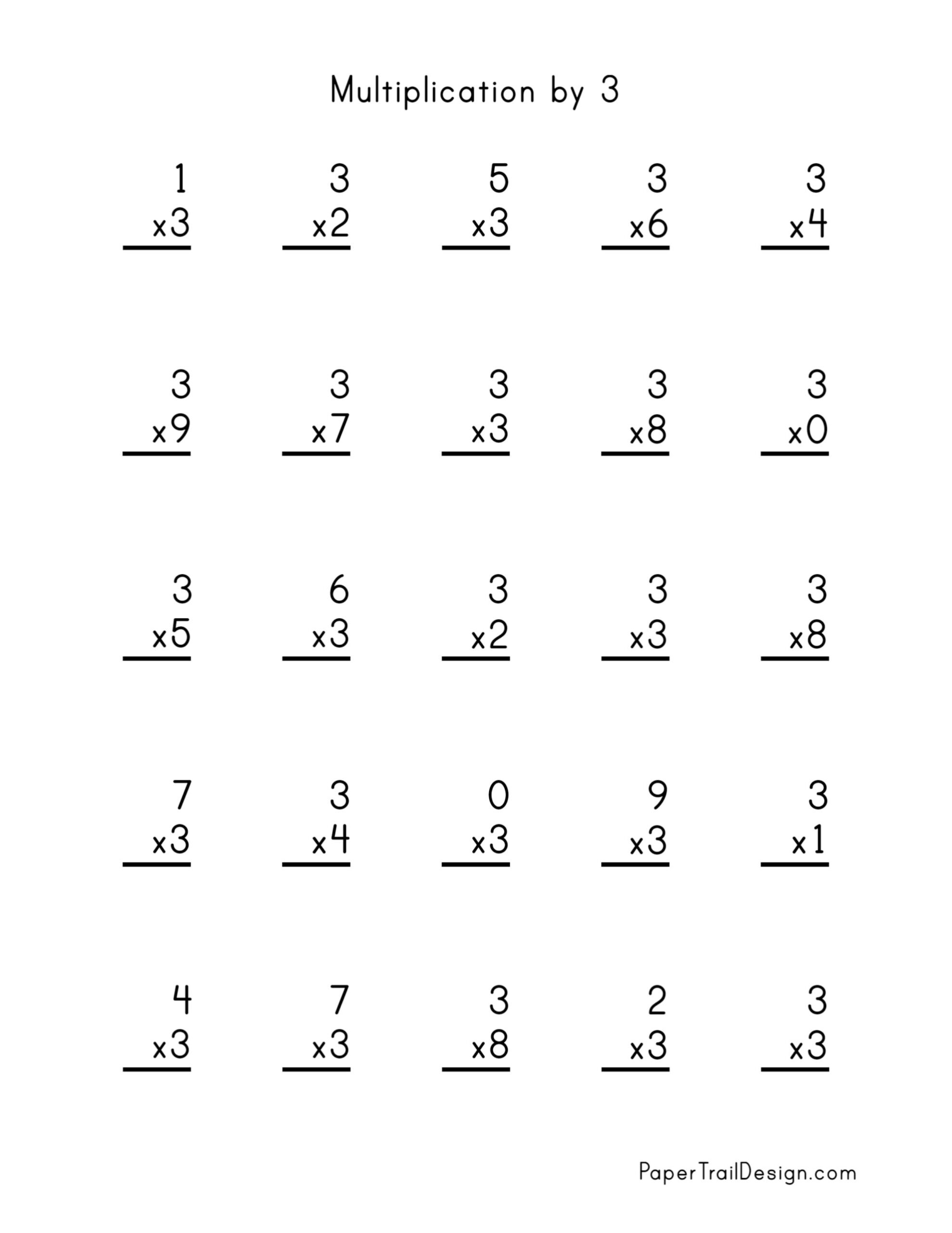 Multiplying 3 Numbers Three Worksheets FREE Printable 