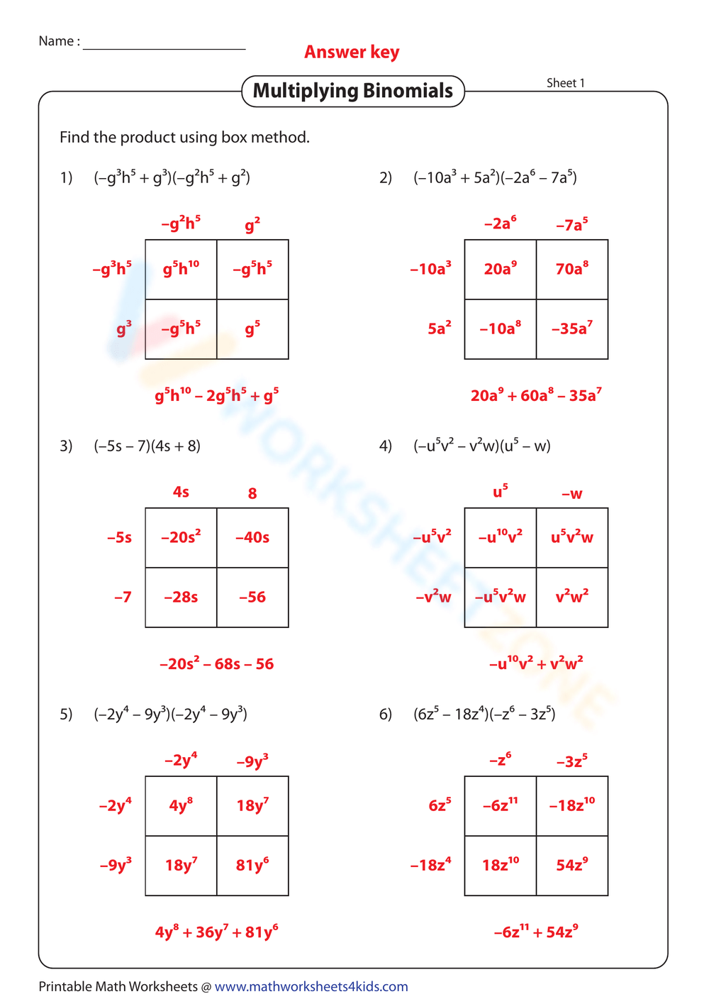 Multiplying Binomial Using Box Method Worksheet Worksheets Library Multiplying Binomial Using Box Method Worksheet Worksheets Library