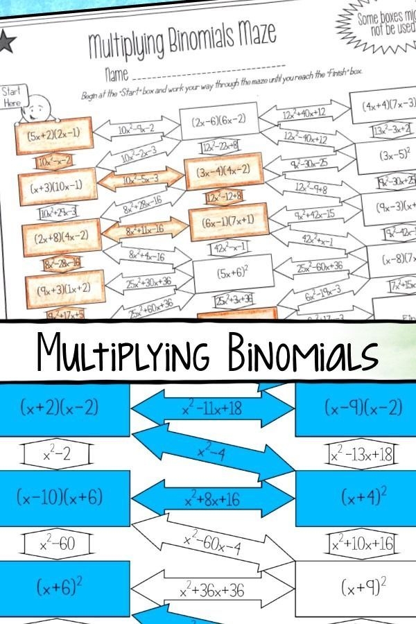 multiplying binomials worksheet multiplying binomials worksheet
