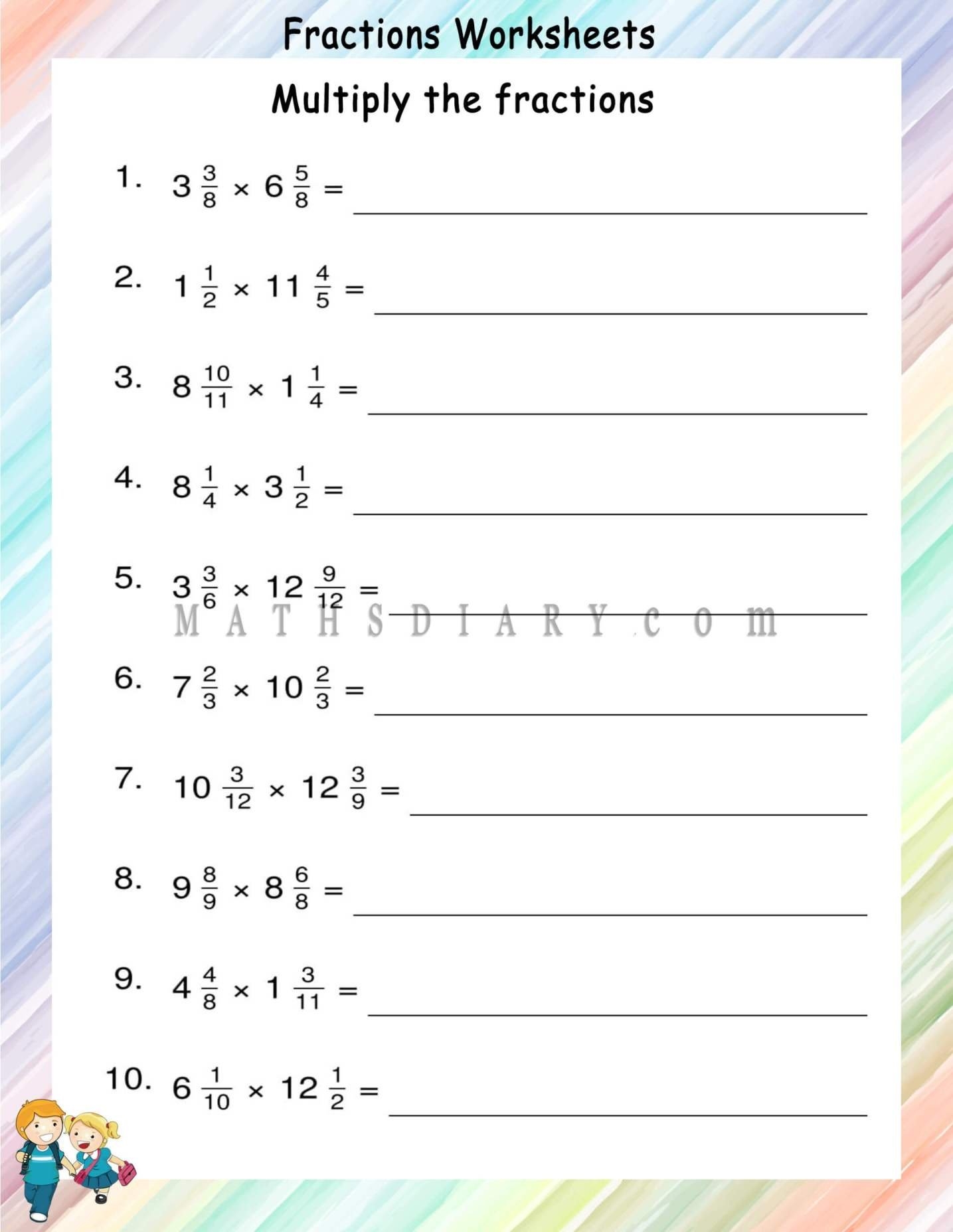 Multiplying Mixed Fractions Worksheets Math Worksheets MathsDiary