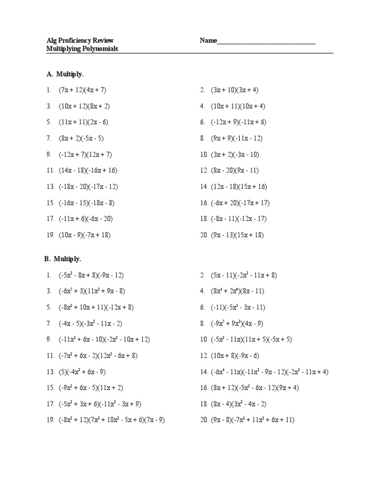 multiplying polynomials by polynomials worksheet multiplying polynomials by polynomials worksheet