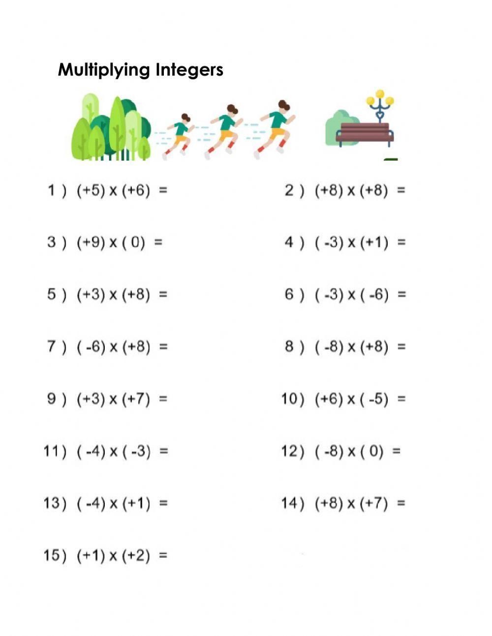 Multiplying With Negative Integers Integer Worksheets Worksheets 