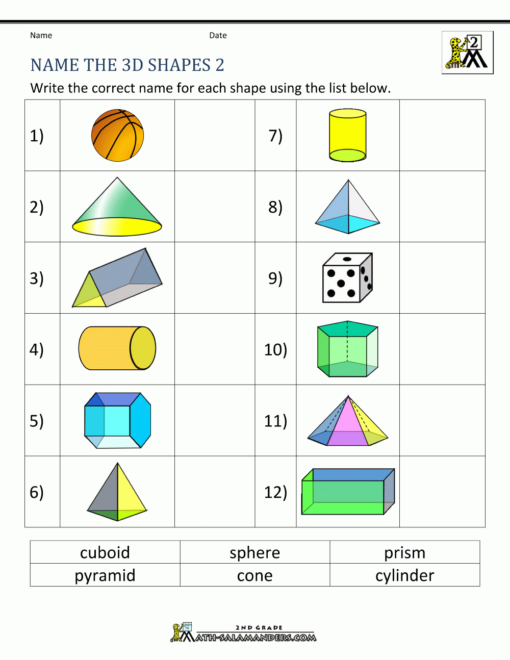 Name 3d Shapes Worksheet Solved Geometry Intro To 3D Shapes Worksheet Name 3d Shapes Worksheet Solved Geometry Intro To 3D Shapes Worksheet