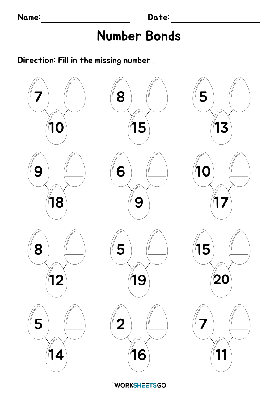 Number Bonds Worksheets WorksheetsGO Number Bonds Worksheets WorksheetsGO
