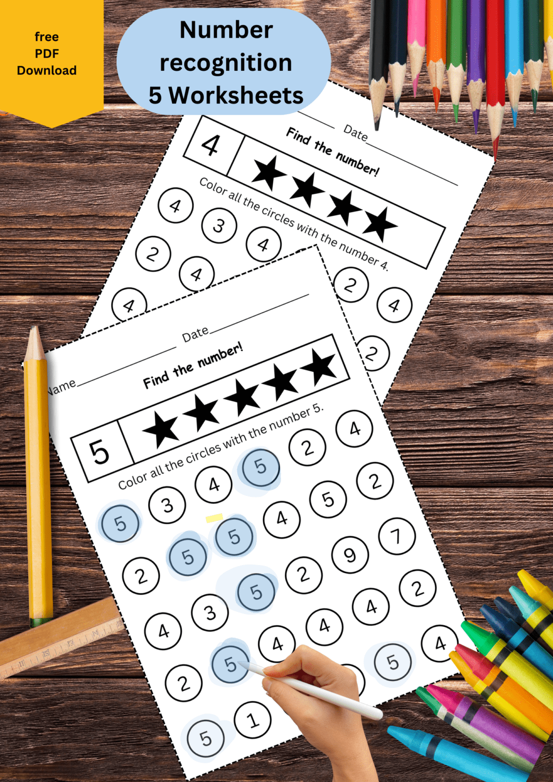 Number Recognition Worksheets For KIndergarten 1 5 Free Download Number Recognition Worksheets For KIndergarten 1 5 Free Download