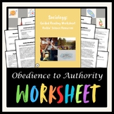 Obedience To Authority Guided Reading Worksheet Sociology TPT