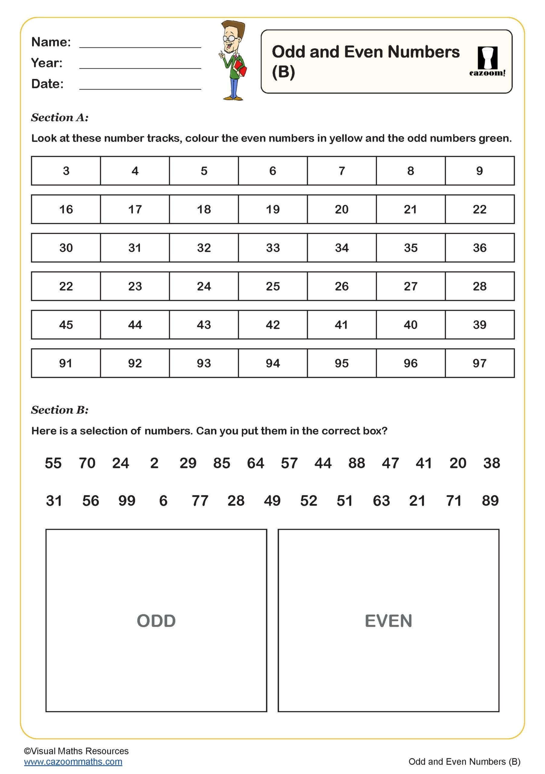 odd and even numbers worksheet