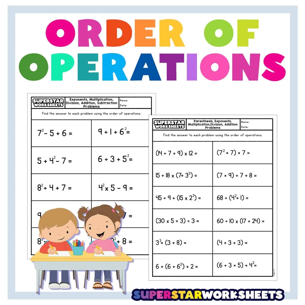 Order Of Operations Math Worksheets Printable Coloring Free Order Of Operations Math Worksheets Printable Coloring Free