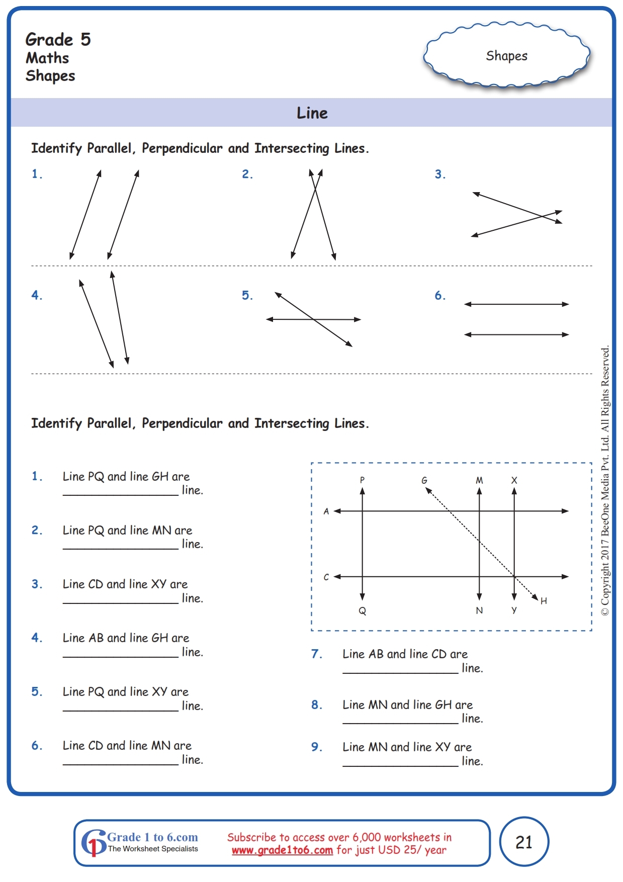 Parallel And Perpendicular Lines Geometry Worksheet Printable And 