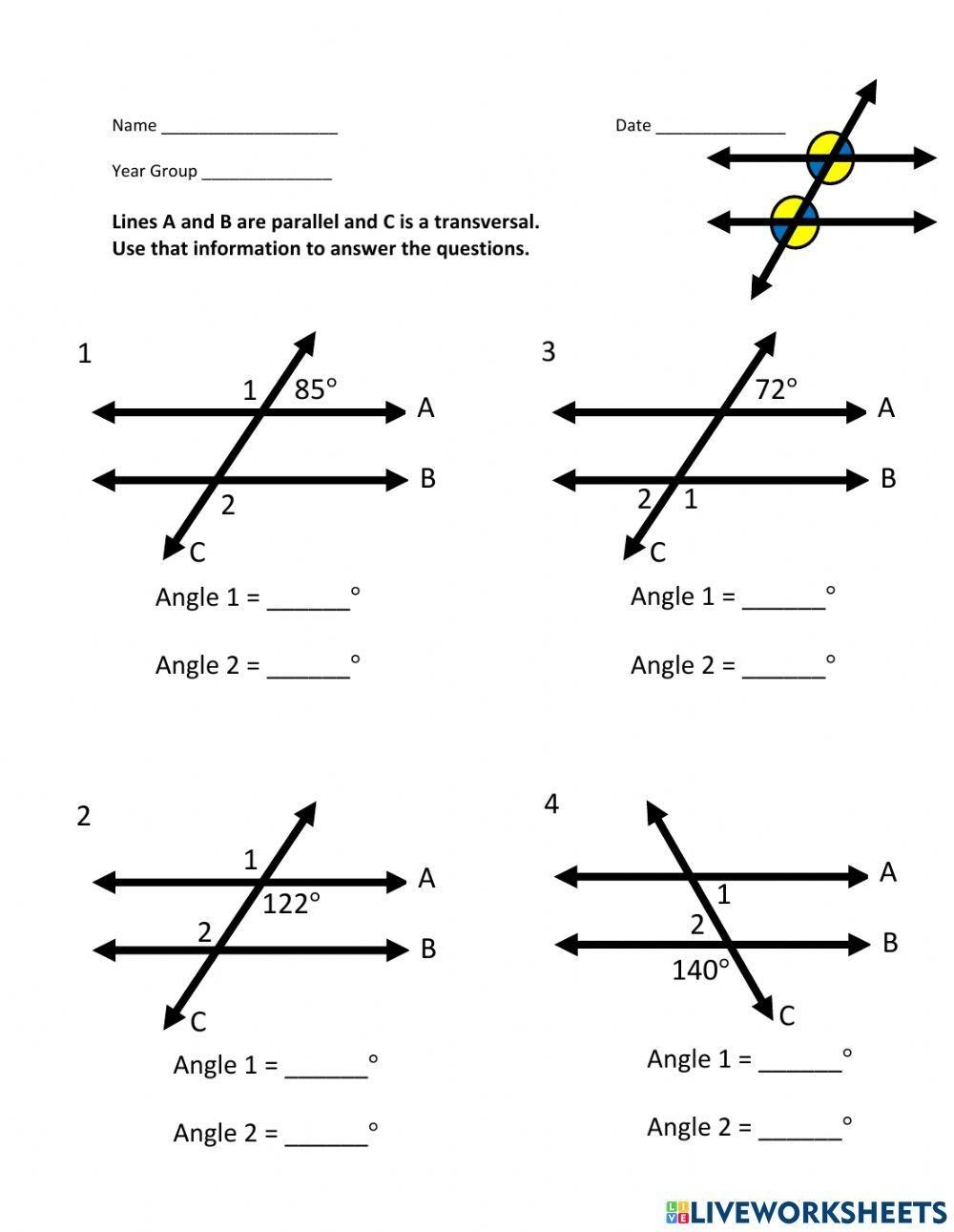 Parallel Lines And Transversals Worksheet Using Properties Parallel Lines And Transversals Worksheet Using Properties