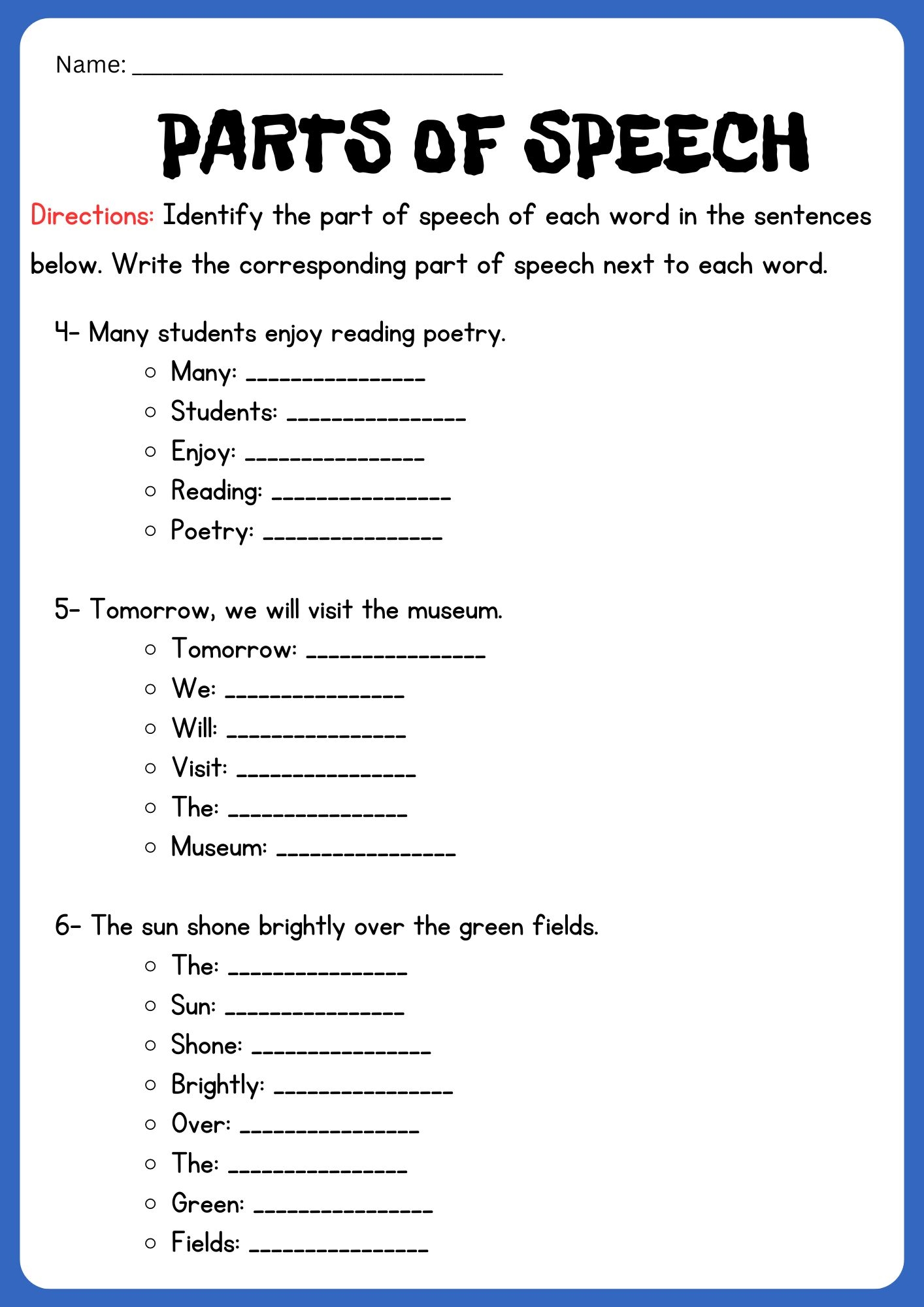 Parts Of Speech Worksheets English Grammar Made By Teachers Parts Of Speech Worksheets English Grammar Made By Teachers