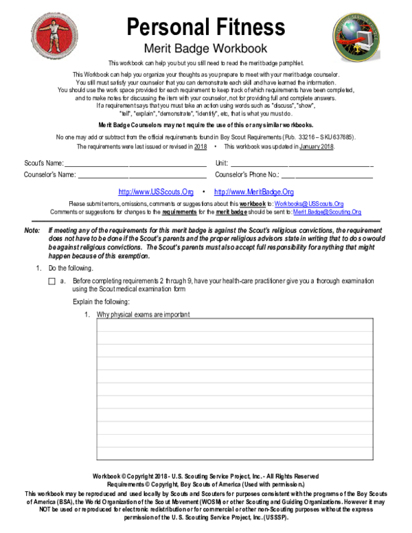 Personal Fitness Merit Badge Log PDF Physical Exercise Sports Personal Fitness Merit Badge Log PDF Physical Exercise Sports