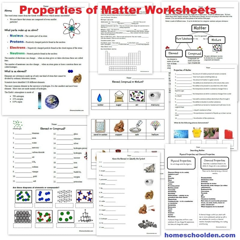 Physical Properties Of Matter Worksheet Properties Of Matter