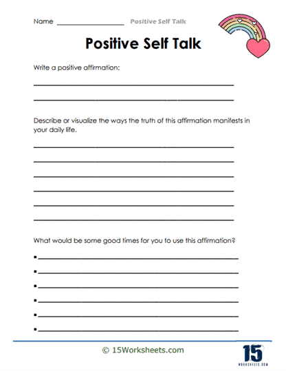 positive self talk worksheet