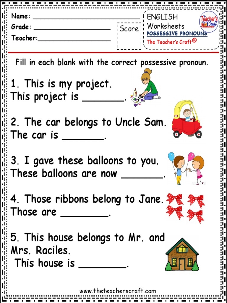 possessive pronouns worksheet