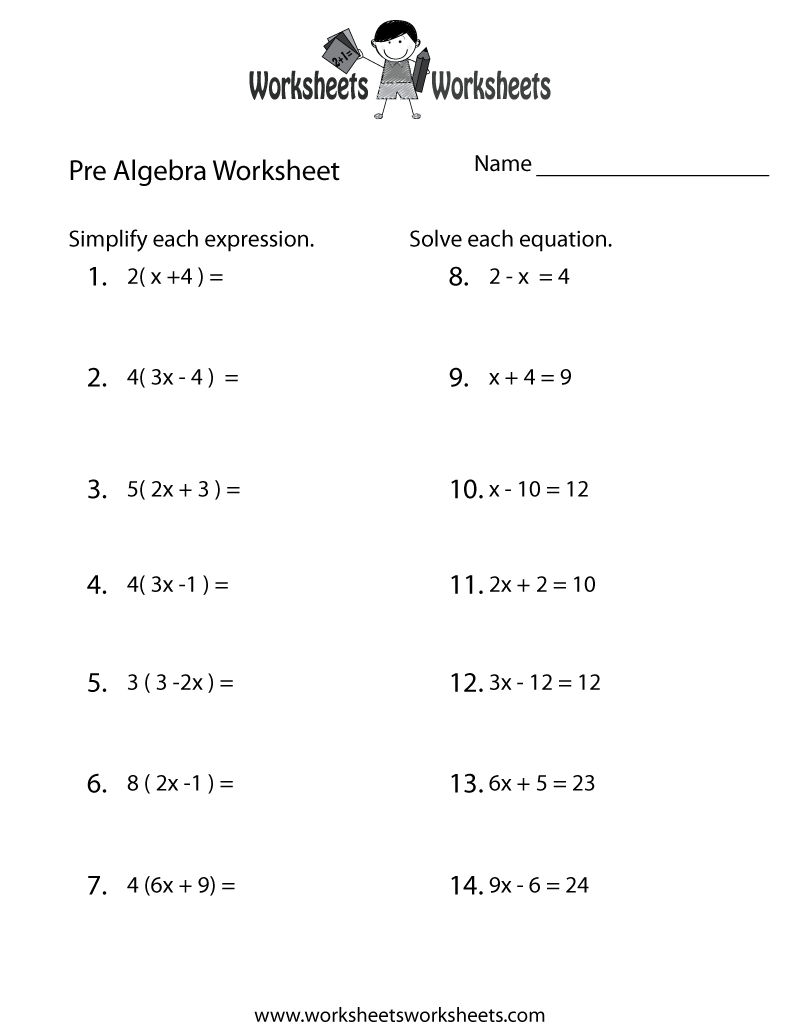 pre algebra worksheet pre algebra worksheet