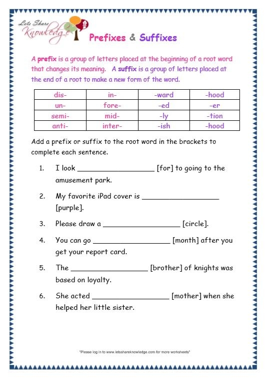 prefix and suffix worksheets
