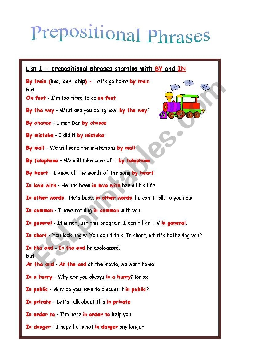 Prepositional Phrases Practice Worksheets 50 Prepositional Phrases