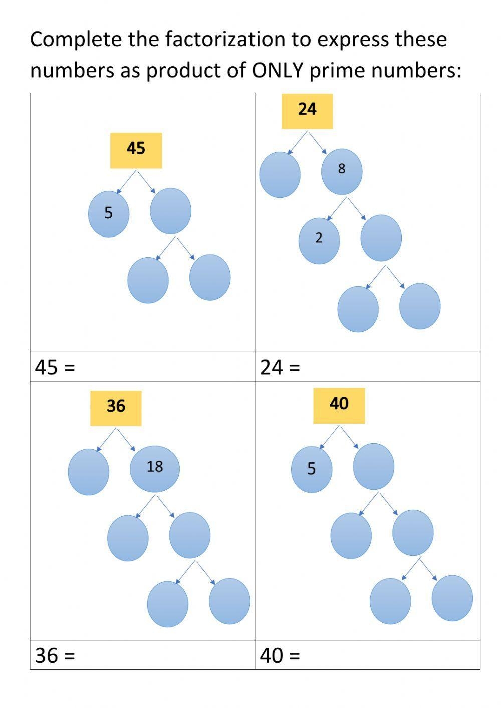 Prime Factorization Exercise Worksheets Library