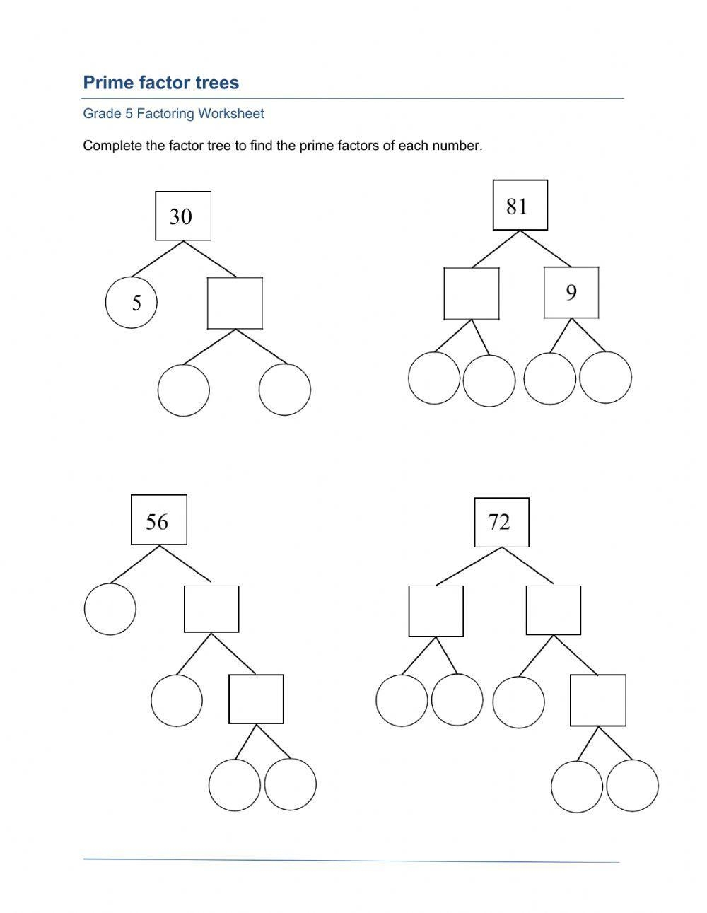 Prime Factorization Worksheet Worksheets Library