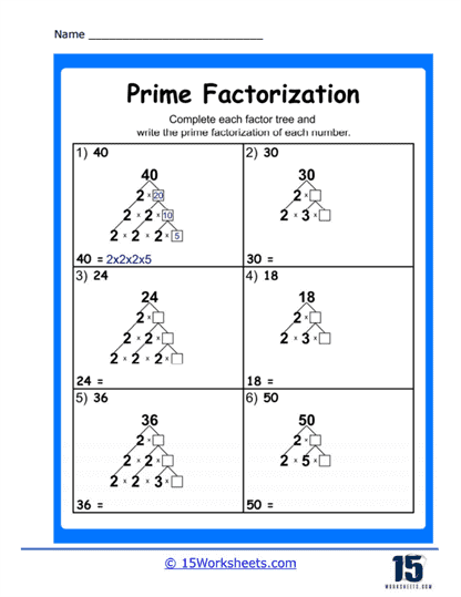factors and prime factorization worksheets