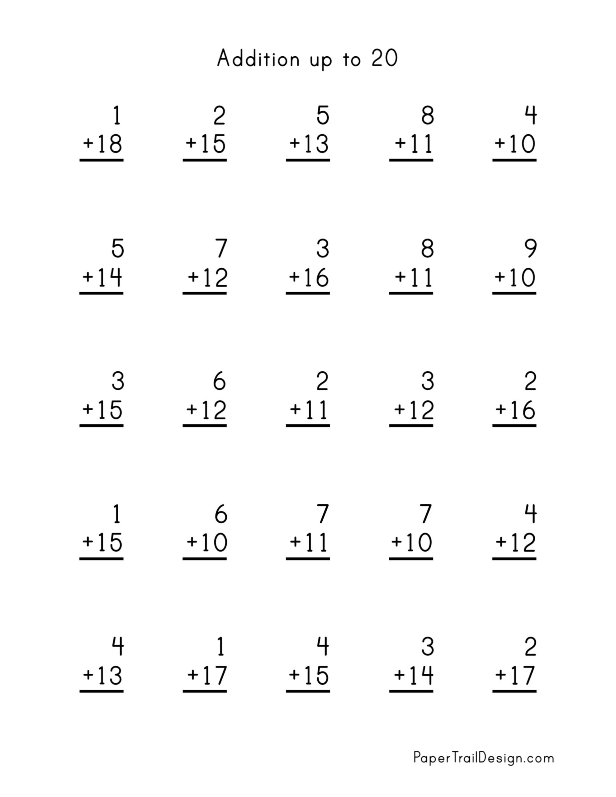Printable Addition Within 20 Worksheet Class Playground Worksheets Printable Addition Within 20 Worksheet Class Playground Worksheets