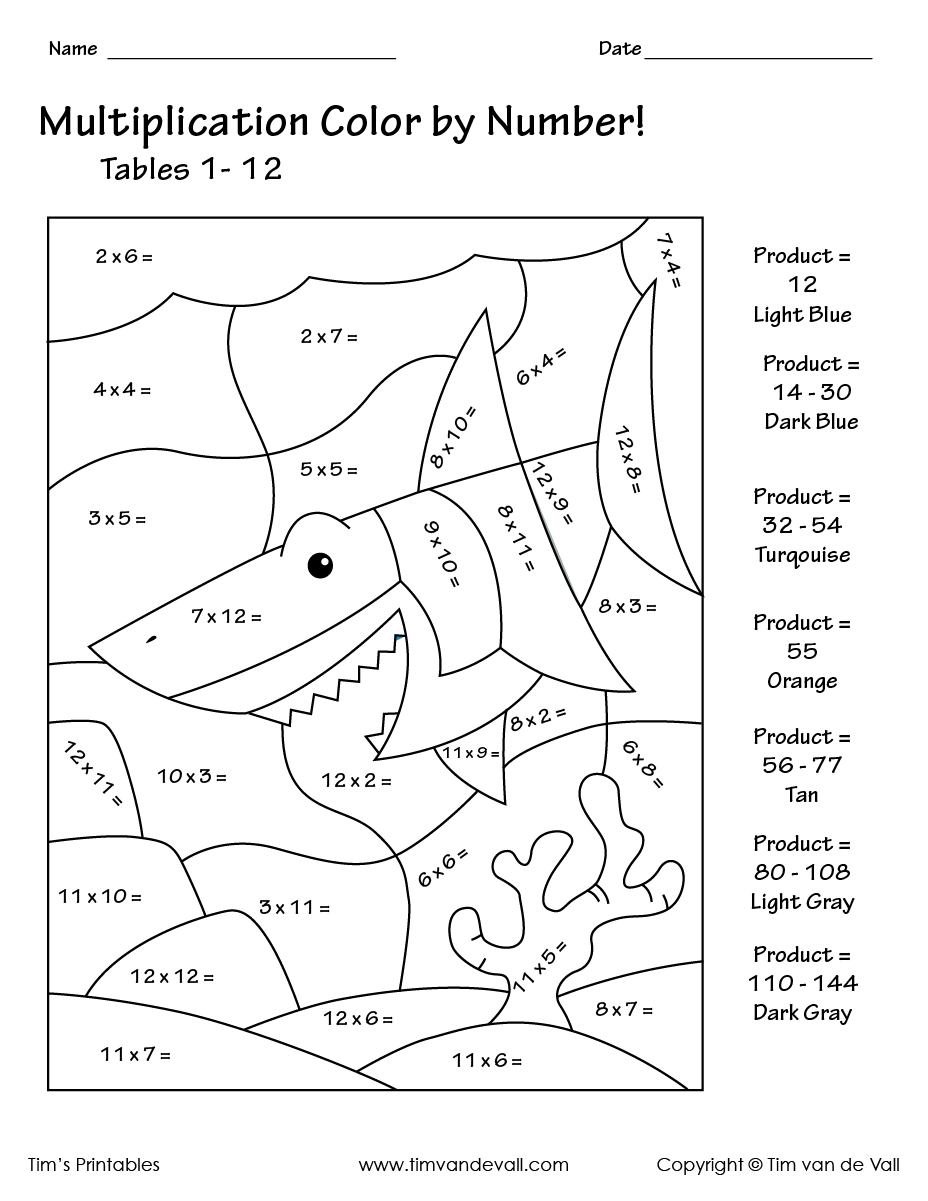 Printable Color By Number Multiplication Worksheets PDF Tim 39 s Printables