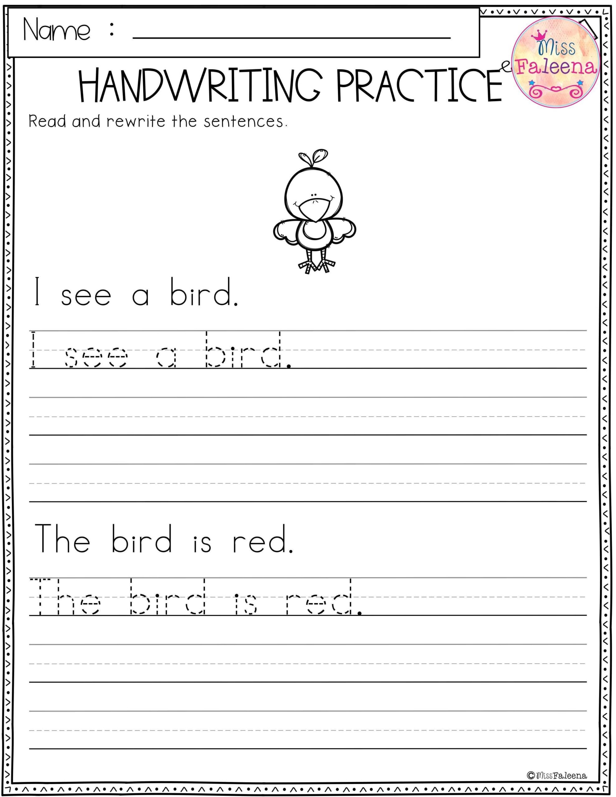 Printable Handwriting Kindergarten Writing Sentences Worksheets Printable Handwriting Kindergarten Writing Sentences Worksheets