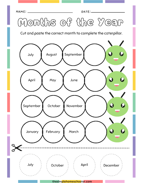 Printable Months Of The Year Worksheet Month Sequencing 