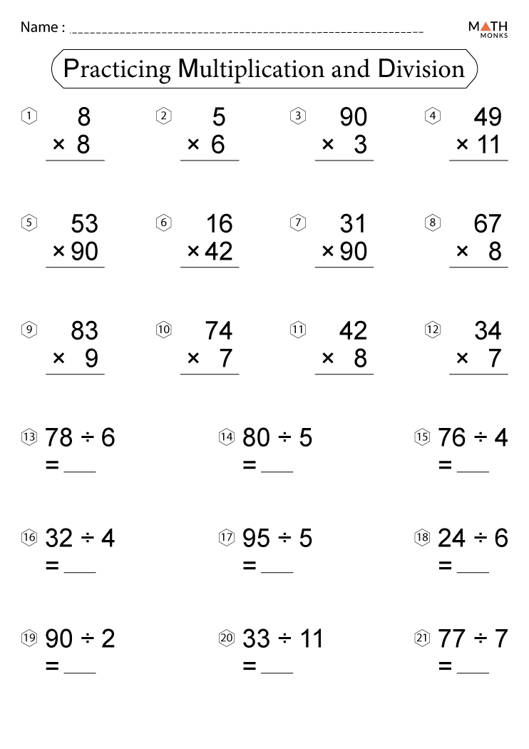 Printable Multiplication Division