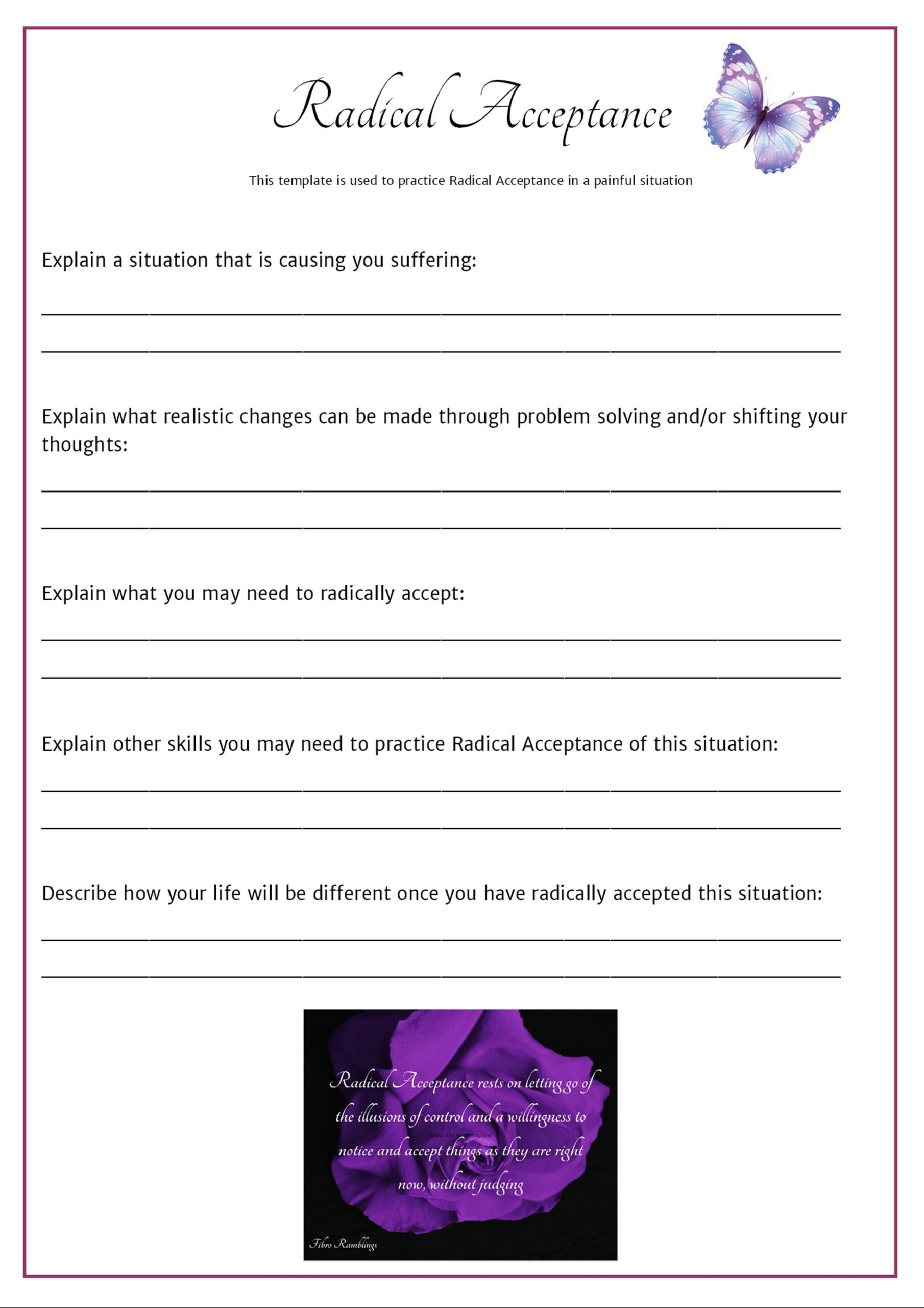 Printable Radical Acceptance Worksheet
